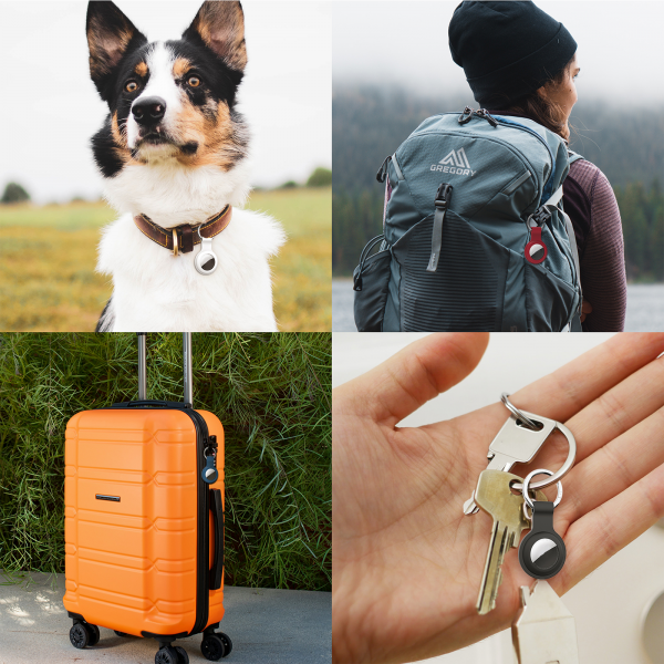 Aimtel 4 Stück für Apple Air Tag Schlüsselanhänger，Silikon Air Tag Hülle mit Kratzfest & Stoßfest für Air Tag Kinder，Air Tag Anhänger für Apple Tracker für Schlüssel, Koffer & Tasche