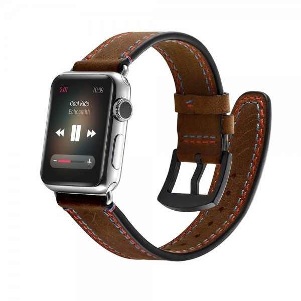 Aimtel  Comaptible for iWatch Strap,Genuine Leather Band Bracelet Leather Watch band With Adapter for iWatch 38mm/40mm, Brown