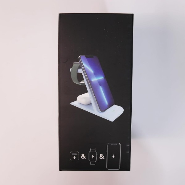 Aimtel 3 in 1 kabellose Ladestation für Apple Watch und iPhone Induktive Wireless Charger kompatibel für Apple Watch 9/8/7/Ultra 2/SE 6/5/4/3/AirPods Pro 2/iPhone 15/15 Pro/14/13/12/11 Pro Max/XS/XR