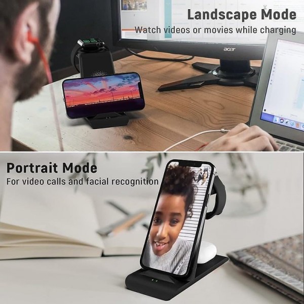 Aimtel 3 in 1 kabellose Ladestation, 18W Induktive Wireless Charger kompatibel für Apple Watch Ultra 8 7 SE 6 5 4 3 AirPods Pro 2 iPhone 14 13 12 11 Pro Max/XS/8 Plus