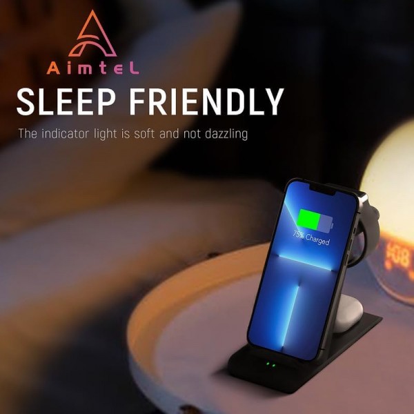 Aimtel 3 in 1 kabellose Ladestation, 18W Induktive Wireless Charger kompatibel für Apple Watch Ultra 8 7 SE 6 5 4 3 AirPods Pro 2 iPhone 14 13 12 11 Pro Max/XS/8 Plus