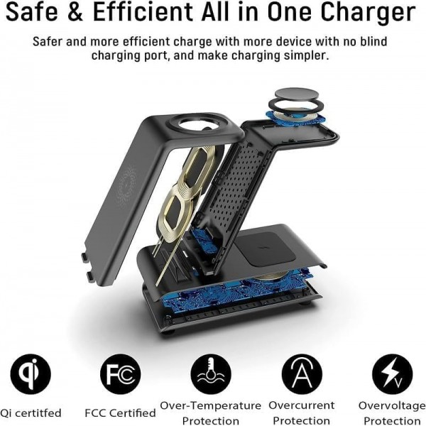 Aimtel 3 in 1 kabellose Ladestation, 18W Induktive Wireless Charger kompatibel für Apple Watch Ultra 8 7 SE 6 5 4 3 AirPods Pro 2 iPhone 14 13 12 11 Pro Max/XS/8 Plus