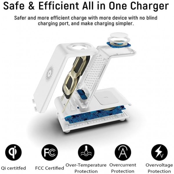 Aimtel 3 in 1 kabellose Ladestation für Apple Watch und iPhone Induktive Wireless Charger kompatibel für Apple Watch 9/8/7/Ultra 2/SE 6/5/4/3/AirPods Pro 2/iPhone 15/15 Pro/14/13/12/11 Pro Max/XS/XR