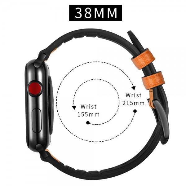 Aimtel Hybrid Rubber Leather Sports Bands Compatible with Sweat Proof Silicone Vintage Apple Watch Band iwatch Series 4 40mm,Series 1 2 3 38mm Nike Sport and Edition (Brown) (40mm(38mm)) (44mm)